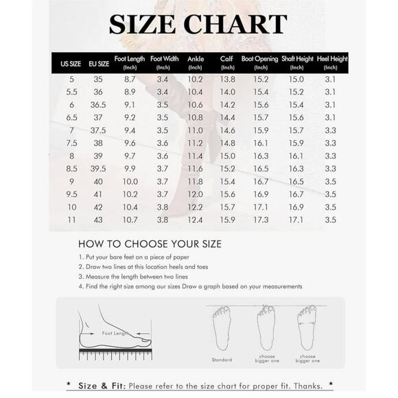 PiePieBuy Women's Knee High Chunky Heel Boots, Pointed Toe, Size 9.5 - Picture 5 of 5